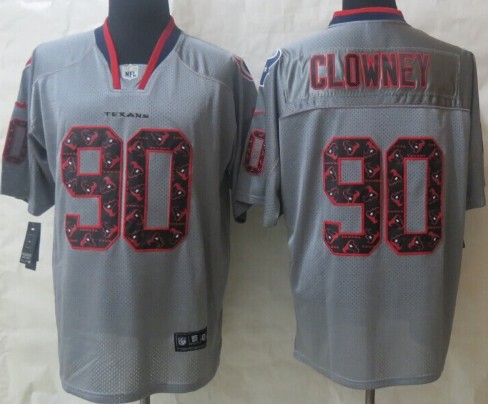 Nike Houston Texans #90 Jadeveon Clowney Lights Out Gray Ornamented Elite Jersey