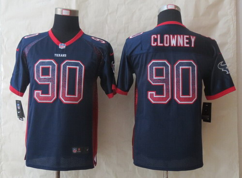 Nike Houston Texans #90 Jadeveon Clowney Drift Fashion Blue Kids Jersey