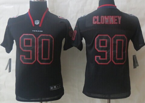 Nike Houston Texans #90 Jadeveon Clowney Lights Out Black Kids Jersey