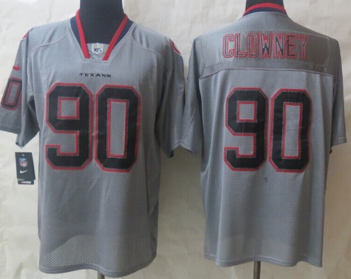 Nike Houston Texans #90 Jadeveon Clowney Lights Out Gray Elite Jersey