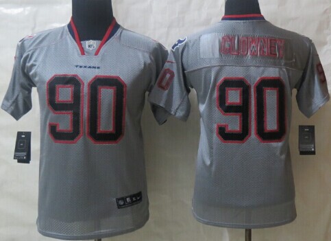 Nike Houston Texans #90 Jadeveon Clowney Lights Out Gray Kids Jersey