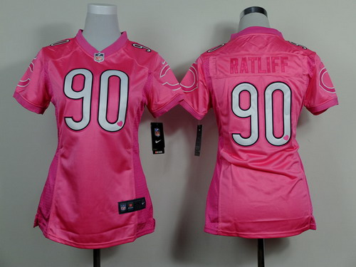 Nike Chicago Bears #90 Jeremiah Ratliff Pink Love Womens Jersey