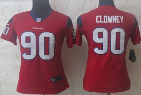 Nike Houston Texans #90 Jadeveon Clowney Red Limited Womens Jersey