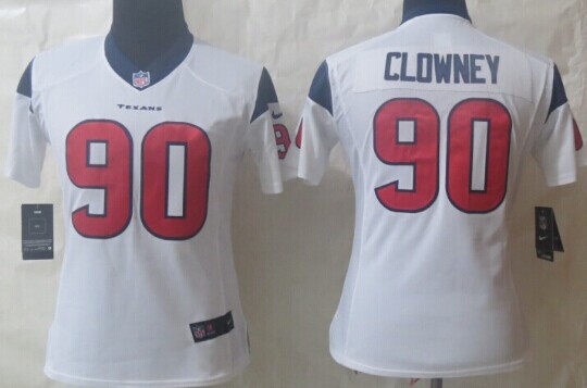 Nike Houston Texans #90 Jadeveon Clowney White Limited Womens Jersey