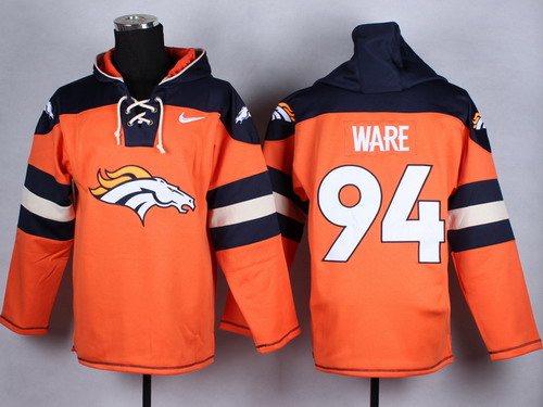 Nike Denver Broncos #94 DeMarcus Ware 2014 Orange Hoodie