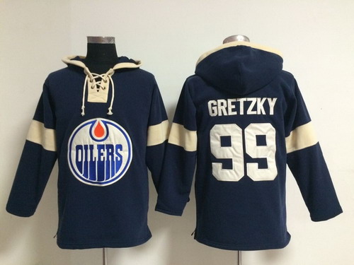 2014 Old Time Hockey Edmonton Oilers #99 Wayne Gretzky Navy Blue Hoodie