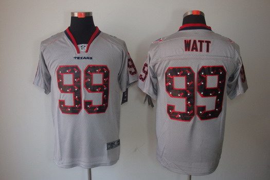 Nike Houston Texans #99 J.J. Watt Lights Out Gray Ornamented Elite Jersey