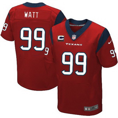 Nike Houston Texans #99 J.J. Watt Red C Patch Elite Jersey