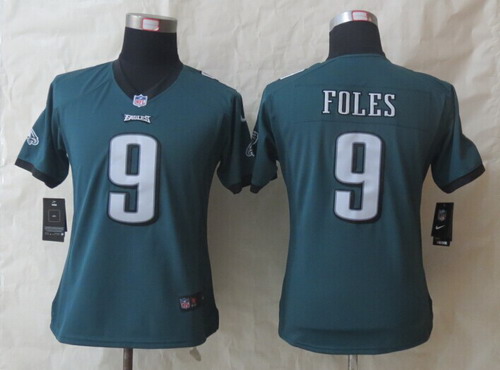 Nike Philadelphia Eagles #9 Nick Foles Dark Green Limited Womens Jersey