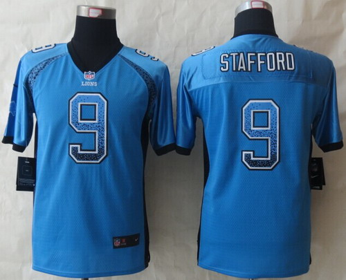 Nike Detroit Lions #9 Matthew Stafford Drift Fashion Blue Kids Jersey