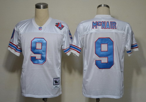 Houston Oilers #9 Steve McNair White Throwback Jersey