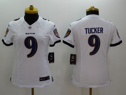 Nike Baltimore Ravens #9 Justin Tucker 2013 White Limited Womens Jersey