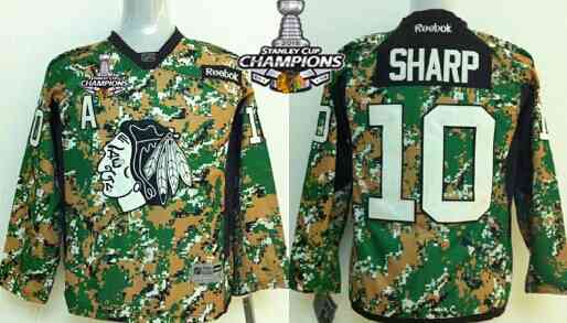 Chicago Blackhawks #10 Patrick Sharp 2014 Camo Kids Jersey W/2015 Stanley Cup Champion Patch