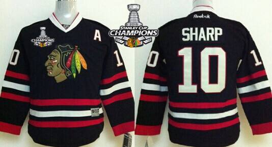 Chicago Blackhawks #10 Patrick Sharp Black Kids Jersey W/2015 Stanley Cup Champion Patch