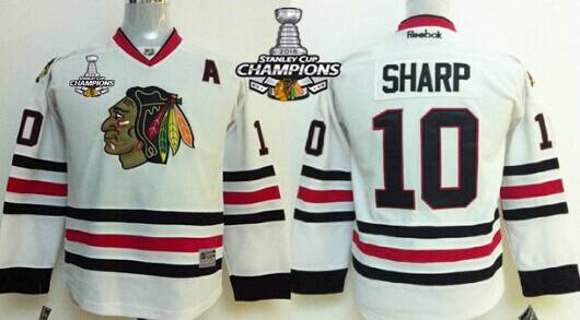 Chicago Blackhawks #10 Patrick Sharp White Kids Jersey W/2015 Stanley Cup Champion Patch