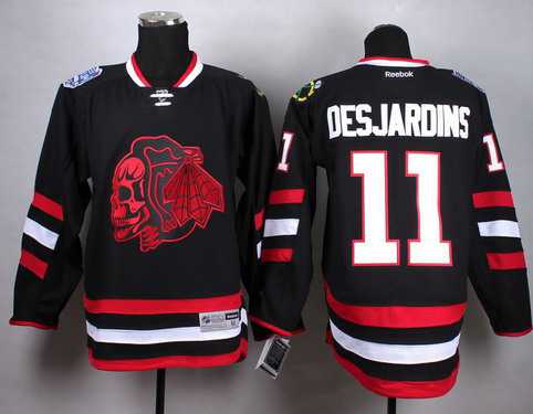 Chicago Blackhawks #11 Andrew Desjardins 2014 Stadium Series Black With Red Skulls Jersey