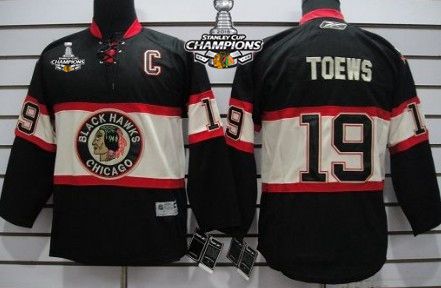 Chicago Blackhawks #19 Janathan Toews Black Third Kids Jersey W/2015 Stanley Cup Champion Patch