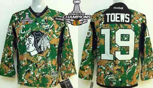 Chicago Blackhawks #19 Jonathan Toews 2014 Camo Kids Jersey W/2015 Stanley Cup Champion Patch