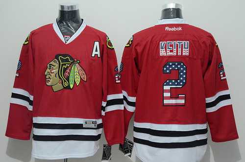 Chicago Blackhawks #2 Duncan Keith USA Flag Fashion Red Jersey