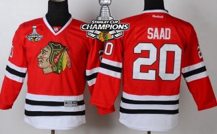 Chicago Blackhawks #20 Brandon Saad Red Kids Jersey W/2015 Stanley Cup Champion Patch