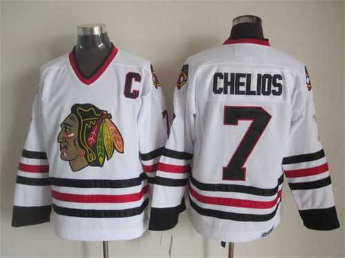 Chicago Blackhawks #7 Chris Chelios White CCM Vintage Throwback Jersey