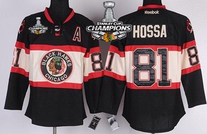 Chicago Blackhawks #81 Marian Hossa Black Third Kids Jersey W/2015 Stanley Cup Champion Patch