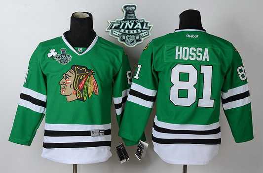 Youth Chicago Blackhawks #81 Marian Hossa 2015 Stanley Cup Green Jersey