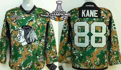 Chicago Blackhawks #88 Patrick Kane 2014 Camo Kids Jersey W/2015 Stanley Cup Champion Patch