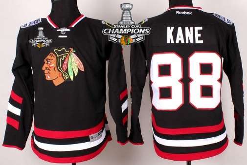 Chicago Blackhawks #88 Patrick Kane 2014 Stadium Series Black Kids Jersey W/2015 Stanley Cup Champion Patch