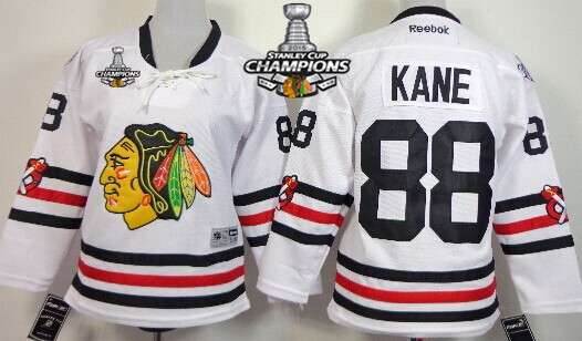 Chicago Blackhawks #88 Patrick Kane 2015 Winter Classic White Kids Jersey W/2015 Stanley Cup Champion Patch