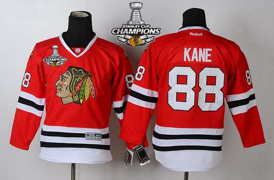 Chicago Blackhawks #88 Patrick Kane Red Kids Jersey W/2015 Stanley Cup Champion Patch