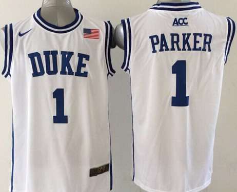 Duke Blue Devils #1 Jabari Parker 2015 White Round Collar Jersey