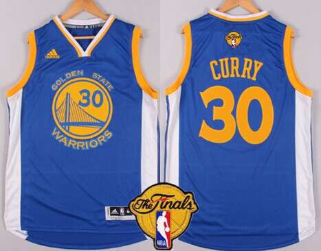 Golden State Warriors #30 Stephen Curry 2015 The Finals Blue Jersey