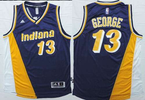 Indiana Pacers #13 Paul George Revolution 30 Swingman 2014 New Navy Blue Multicolor Jersey