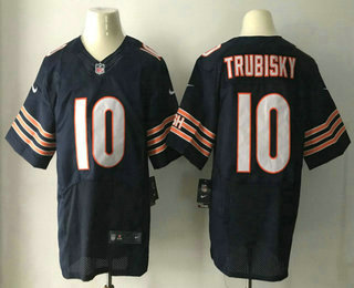 Men's 2017 NFL Draft Chicago Bears #10 Mitchell Trubisky Navy Blue Team Color Stitched NFL Nike Elite Jersey