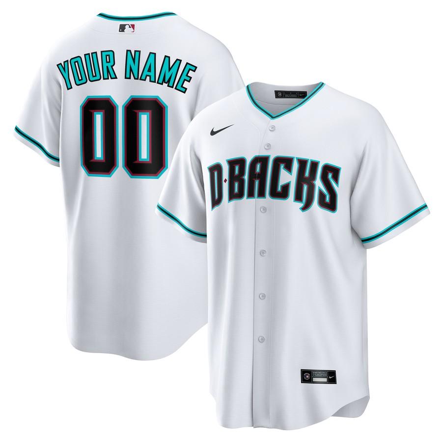 Men's Arizona Diamondbacks White Alternate Replica Custom Stitched MLB Cool Base Nike Jersey