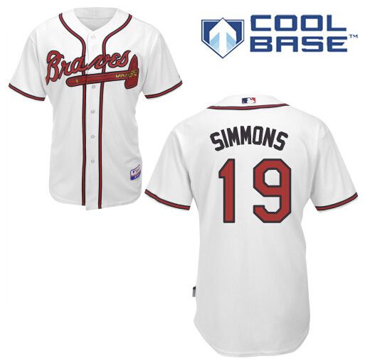 Men's Atlanta Braves #19 Andrelton Simmons White Jersey