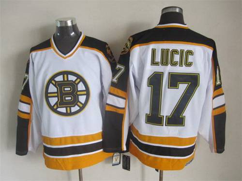 Men's Boston Bruins #8 Cam Neely 1996-97 White CCM Vintage Throwback Jersey