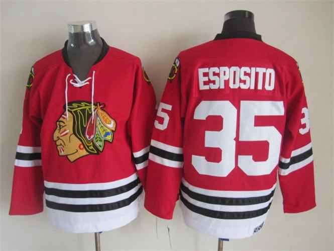 Men's Chicago Blackhawks #35 Tony Esposito 1957-58 Red Vintage Jersey