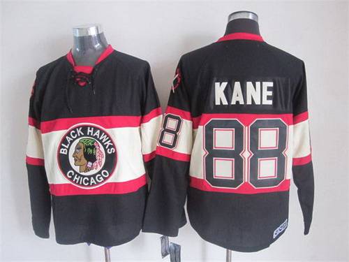 Men's Chicago Blackhawks #88 Patrick Kane Black Third CCM Vintage Throwback Jersey