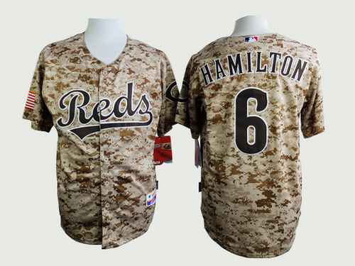 Men's Cincinnati Reds #6 Josh Hamilton 2014 Camo Jersey