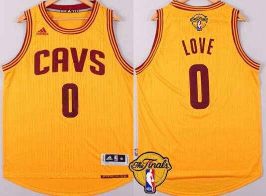 Men's Cleveland Cavaliers #0 Kevin Love 2015 The Finals New Yellow Jersey