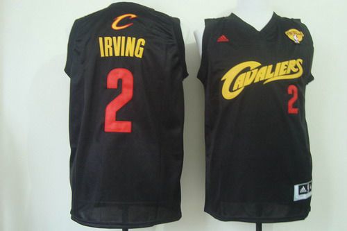 Men's Cleveland Cavaliers #2 Kyrie Irving 2015 The Finals 2014 Black With Red Fashion Jersey