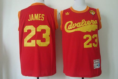 Men's Cleveland Cavaliers #23 LeBron James 2015 The Finals 2009 Red Hardwood Classics Soul Swingman Throwback Jersey