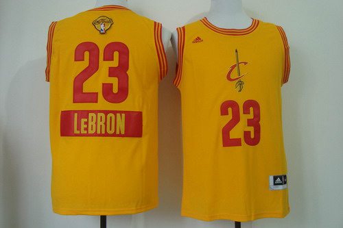 Men's Cleveland Cavaliers #23 LeBron James 2015 The Finals 2014 Christmas Day Yellow Jersey