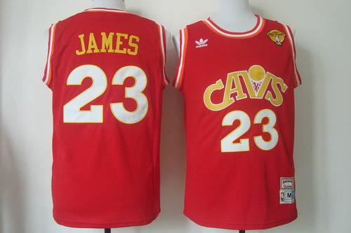 Men's Cleveland Cavaliers #23 LeBron James 2015 The Finals CavFanatic Red Hardwood Classics Soul Swingman Throwback Jersey