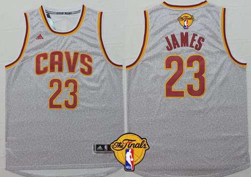 Men's Cleveland Cavaliers #23 LeBron James 2015 The Finals New Gray Jersey