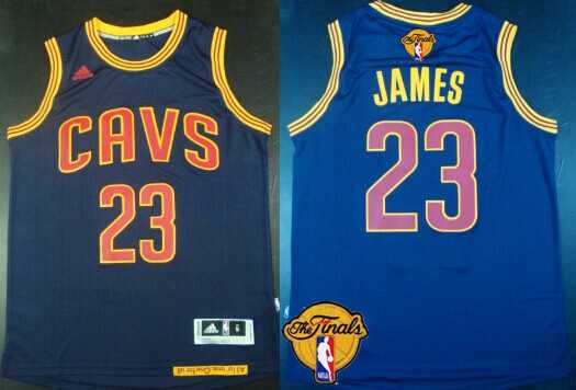 Men's Cleveland Cavaliers #23 LeBron James 2015 The Finals New Navy Blue Jersey