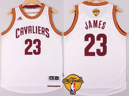 Men's Cleveland Cavaliers #23 LeBron James 2015 The Finals New White Jersey