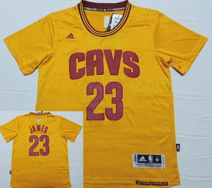 Men's Cleveland Cavaliers #23 LeBron James Revolution 30 Swingman 2014 New Yellow Short-Sleeved Jersey